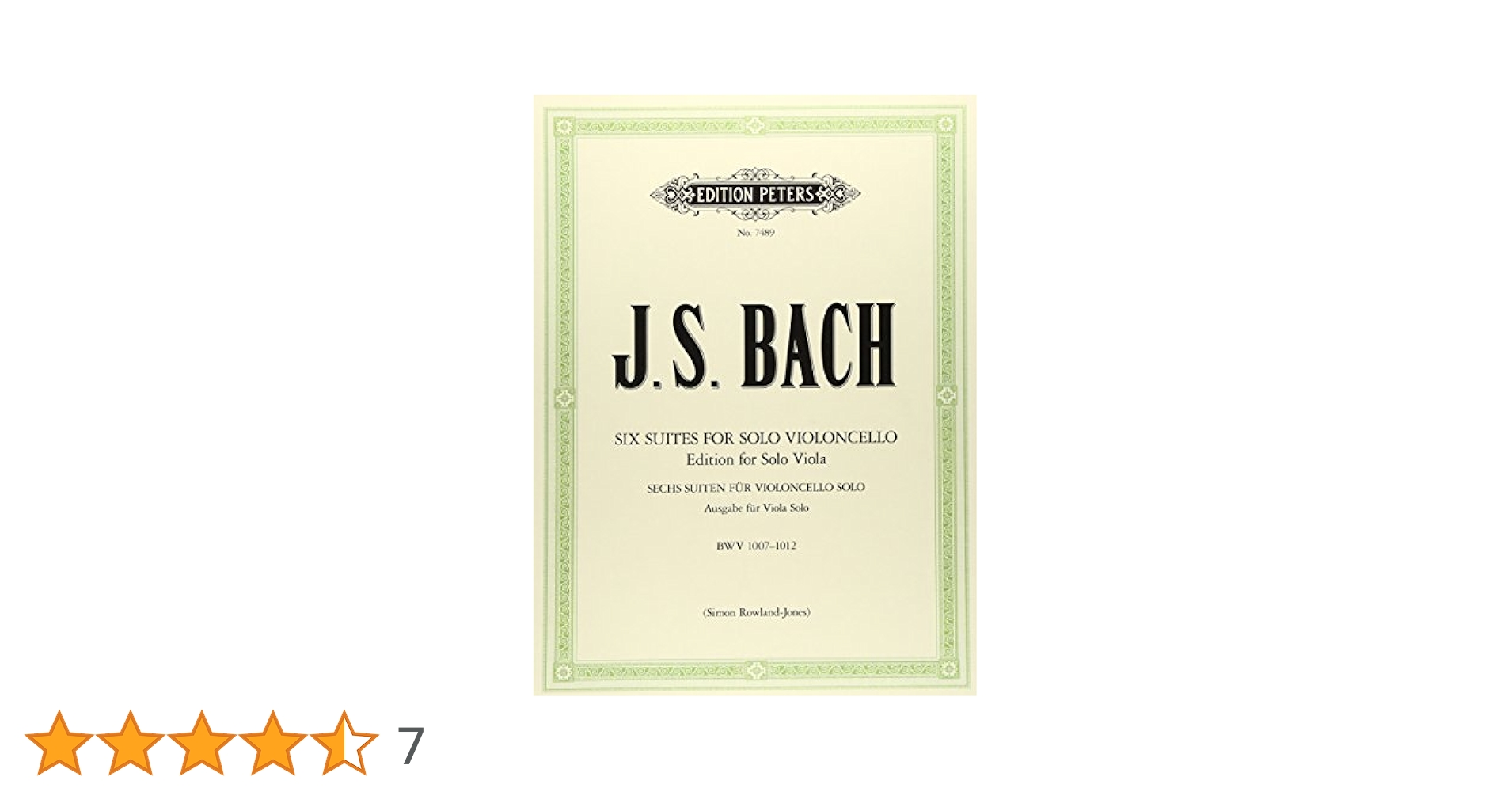 バッハ◇無伴奏チェロ組曲◇BWV1007-1012◇原典版◇ベーレンライター版◇ バッハ, J.S.: 無伴奏チェロ組曲 BWV 1007-1012/無伴奏ビオラ用